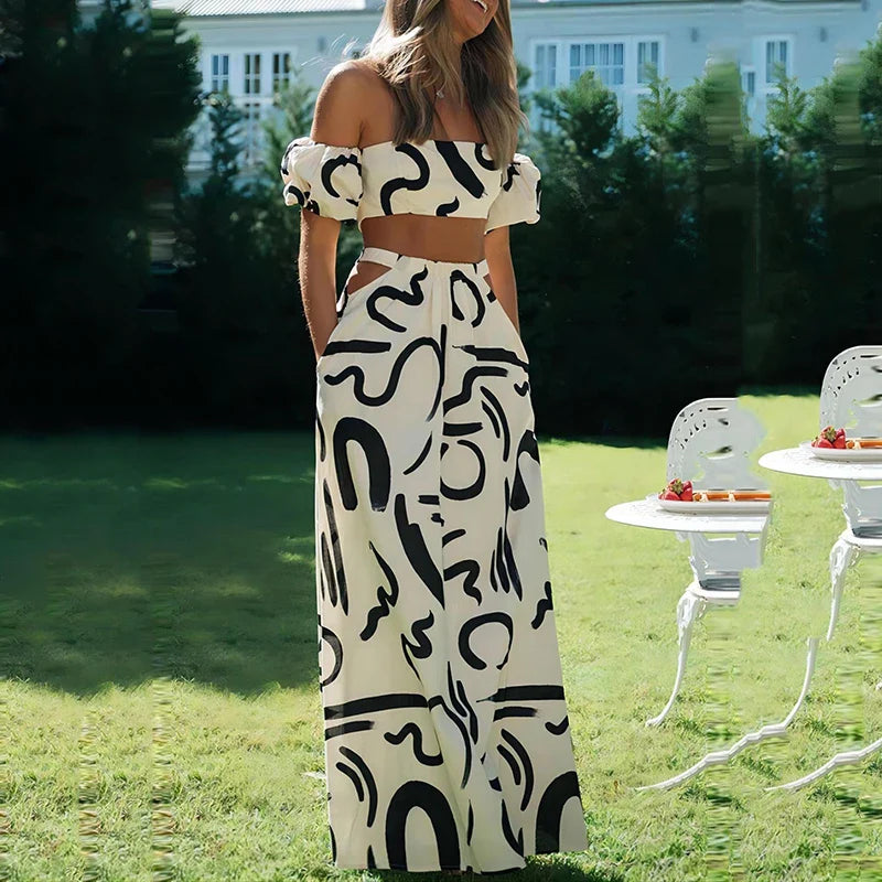 Conjunto Feminino Elegante 2 Peças – Top + Saia Longa