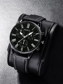 Kit 2 Relógios Casuais de Couro para Casal – Feminino e Masculino com Mostrador Simples Quartzo